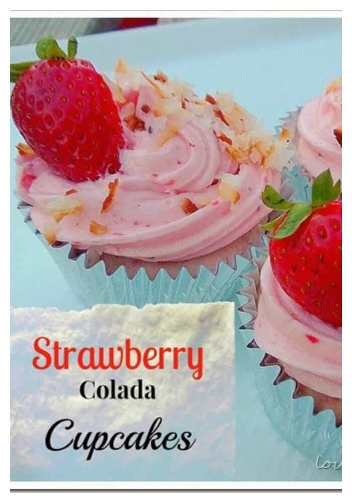 Strawberry Colada Cupcakes