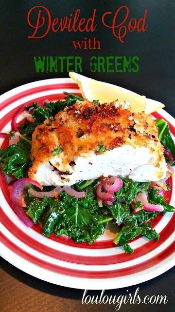 Deviled Cod with Winter Greens