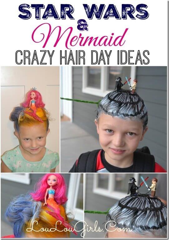 Star Wars and Mermaid Crazy Hair Day Ideas - Lou Lou Girls