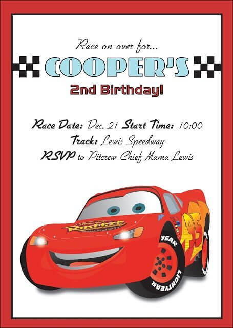 Disney's Cars Birthday Invite