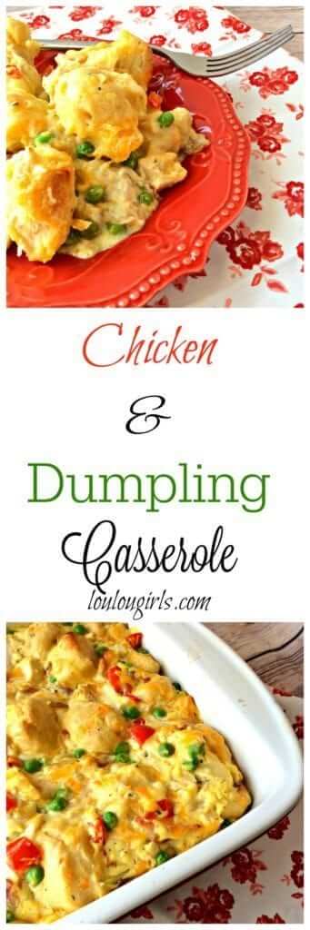 chicken and dumpling casserole collage