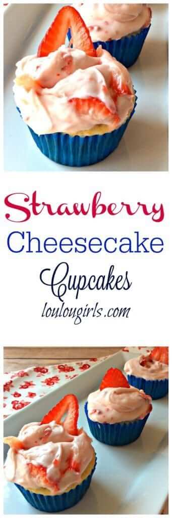 strawberry cheesecake cupcakes collage