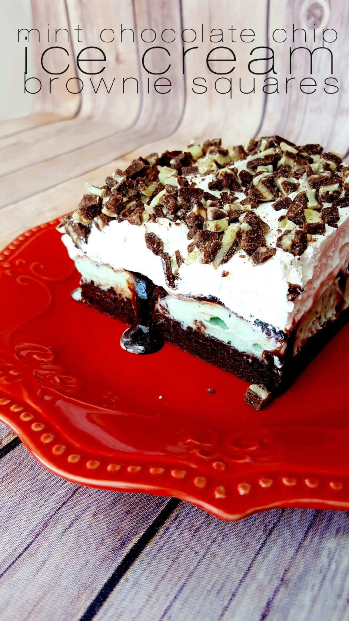 Mint chocolate chip ice cream brownies