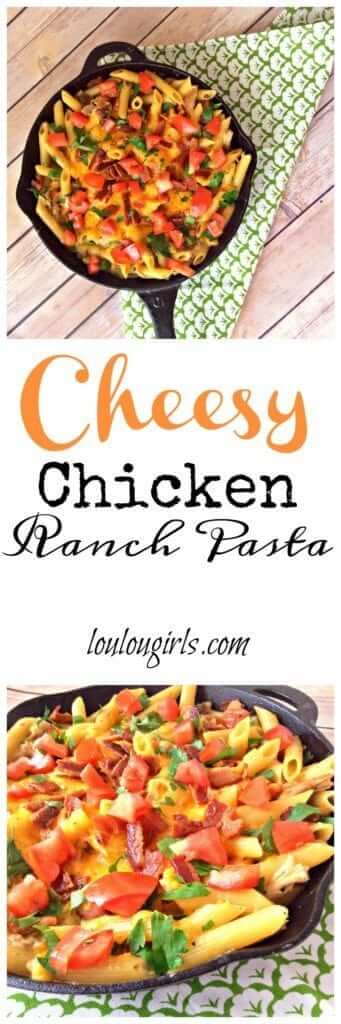 cheesy chicken ranch pasta collage