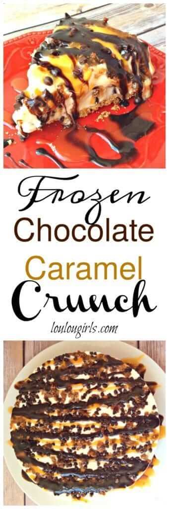frozen chocolate caramel crunch collage