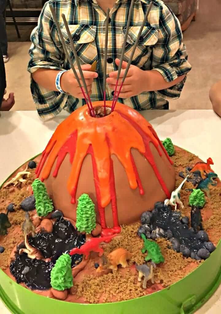 exploding volcano birthday cake