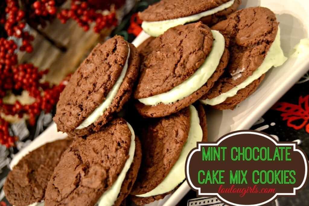 Mint chocolate cake mix cookies