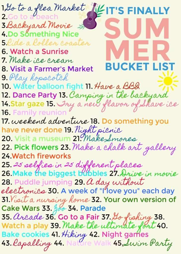 Its Finally Summer Bucket List