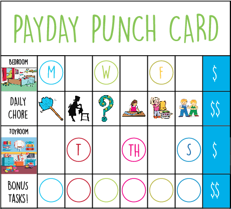 Preschooler Chore Chart Payday Punch Card