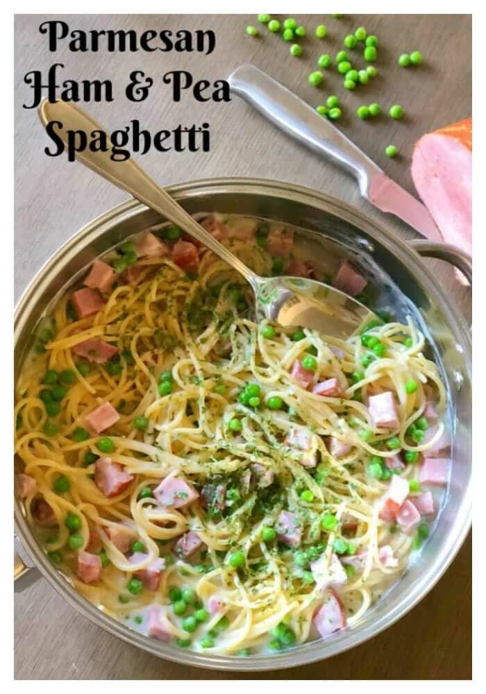 Parmesan Ham and Pea Spaghetti