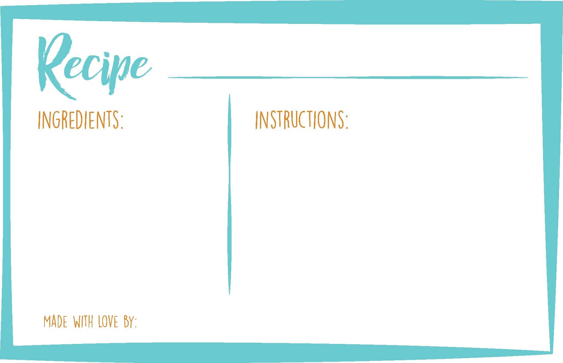 Bridal Shower Recipe Card Free Printable