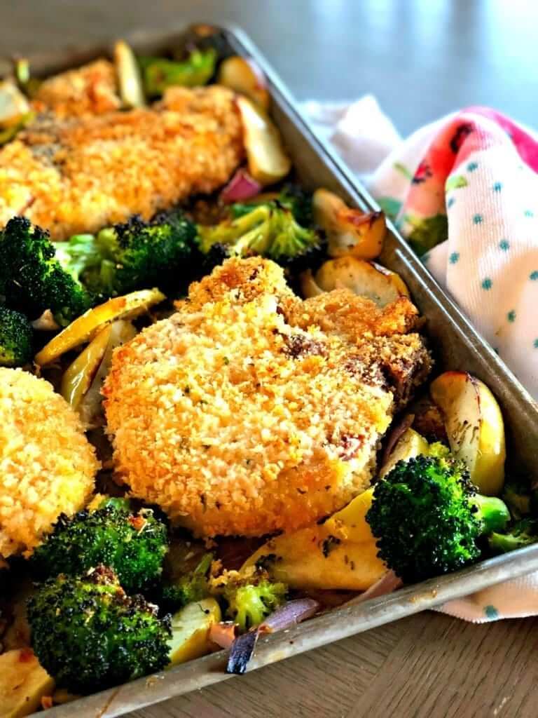 Breaded Pork Chop Sheet Pan Dinner