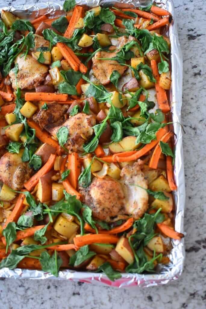 One Pan Roasted Chicken and Veggies