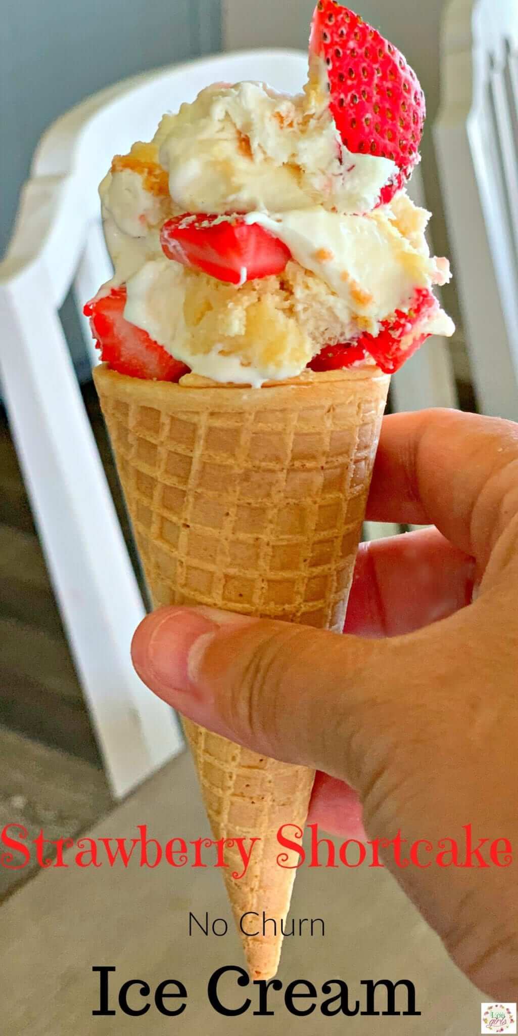 No Churn Strawberry Shortcake Ice Cream