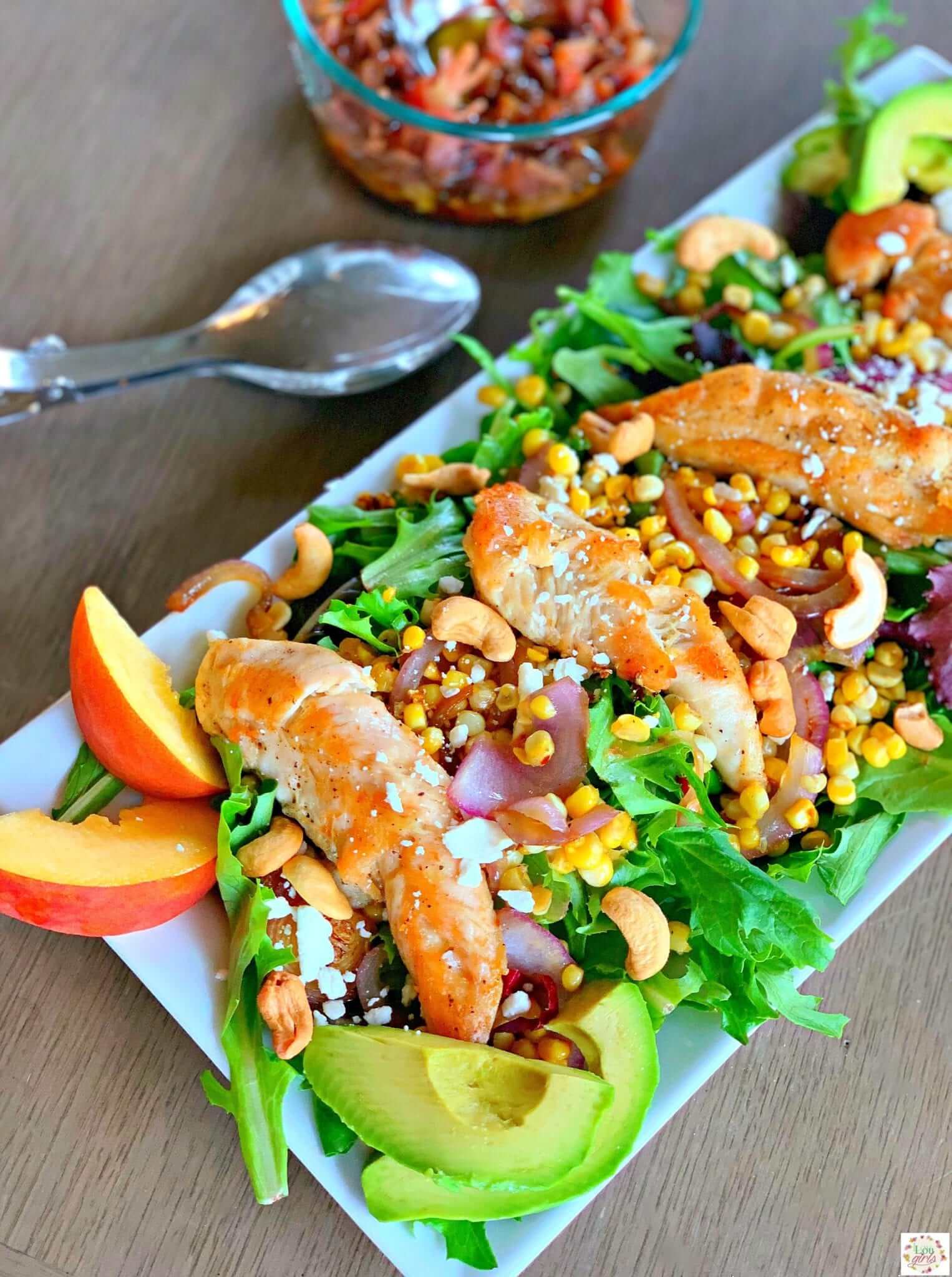 Peach Chicken and Caramelized Corn Salad
