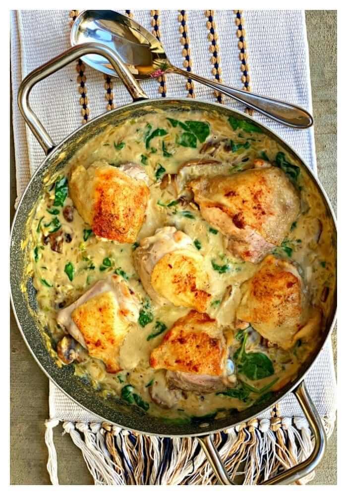 One Pan Chicken with Mushrooms and Orzo