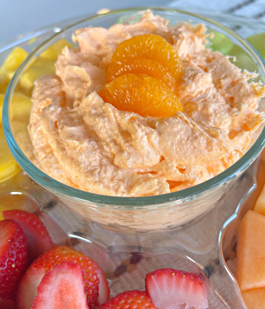 Orange Cream Fruit Dip with M&M's® Crispy