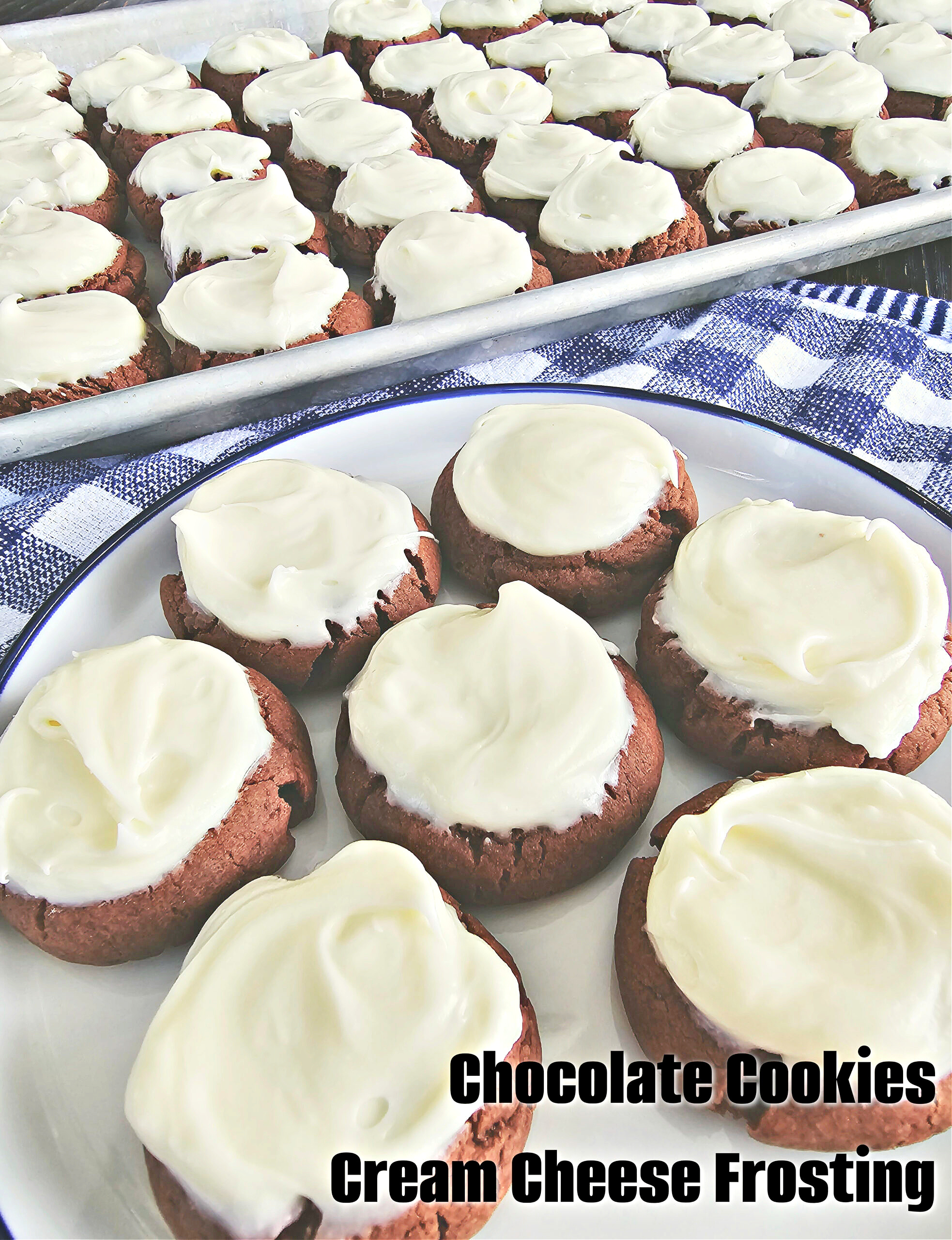 Chocolate Cookies with Cream Cheese Frosting #chocolate #cookies #dessert #creamcheesefrosting