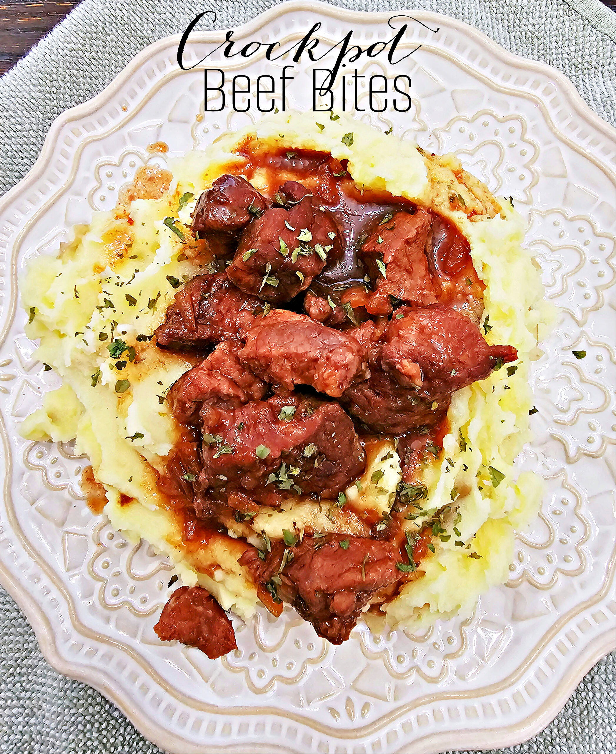 Crockpot Beef Bites #crockpot #beefbites #slowcooker #onepotmeal #dinner ideas #weeknightdinner