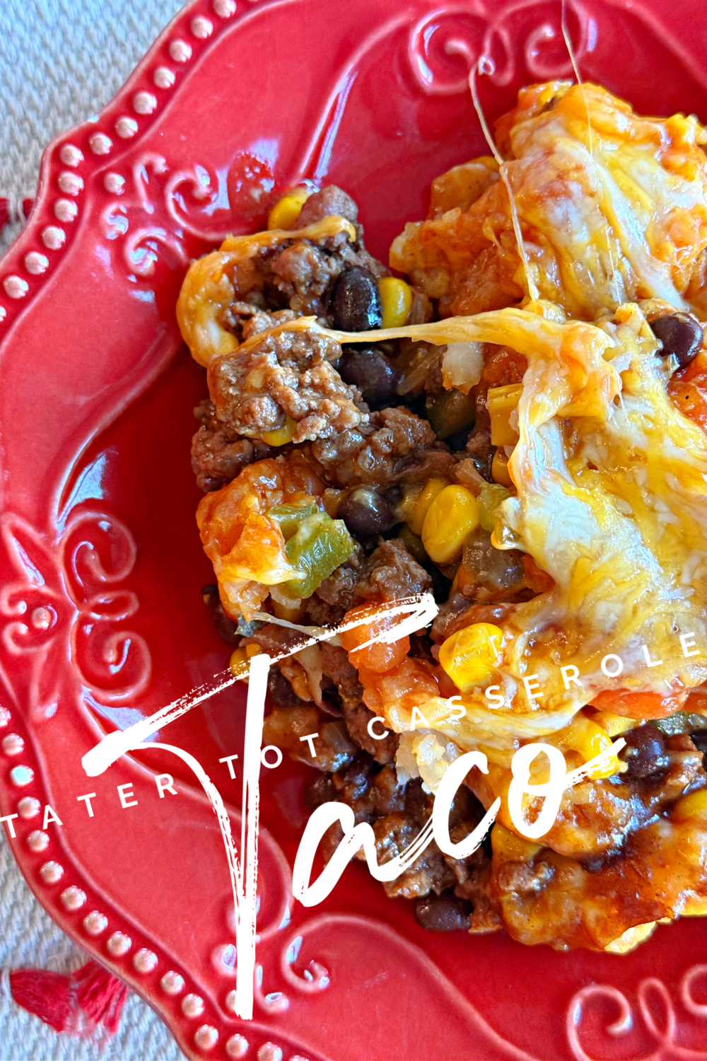 Taco Tater Tot Casserole #taco #tatertot #casserole #recipe #onepanmeal 