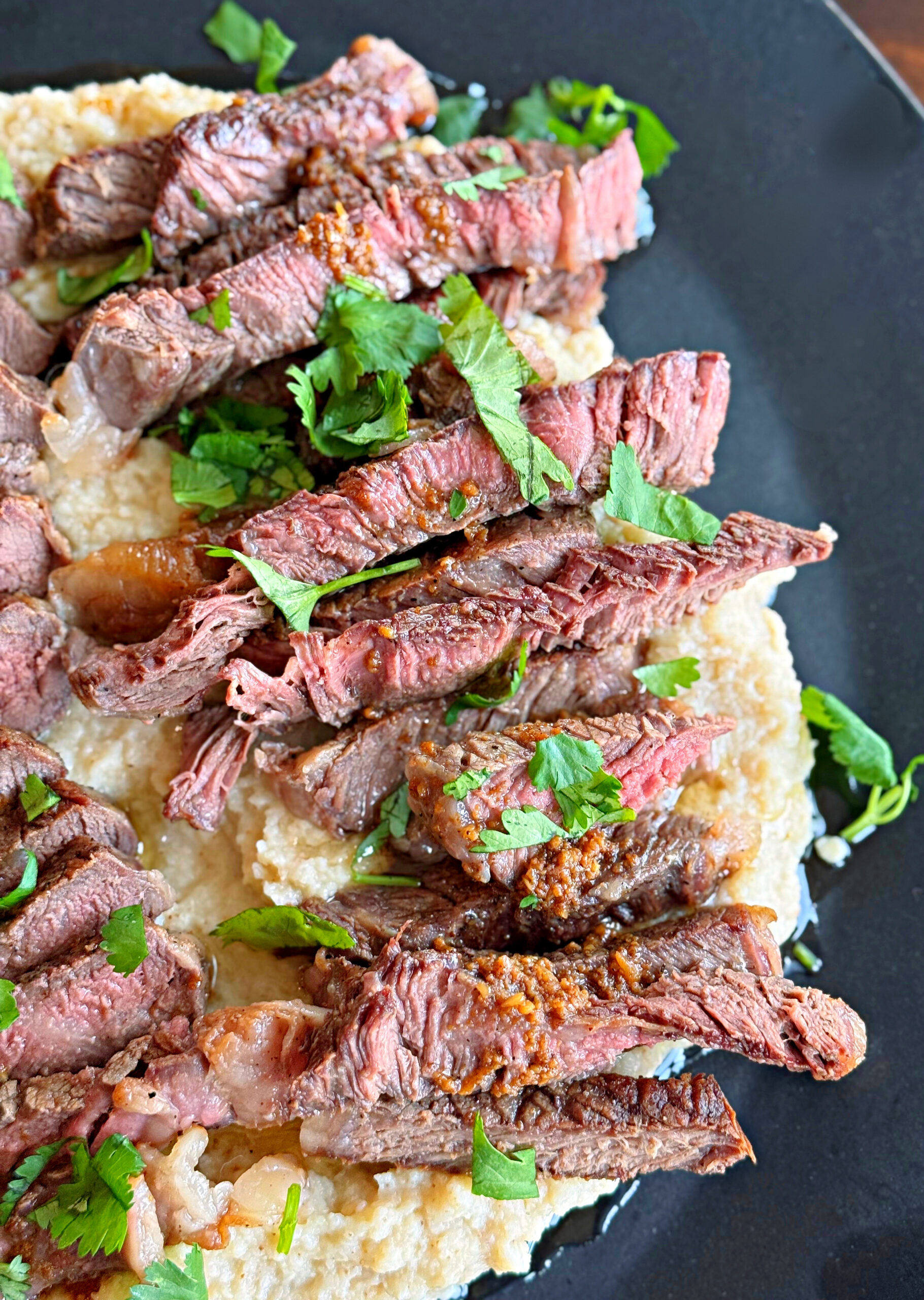RIBEYE STEAK WITH ROASTED GARLIC AND WHIPPED CAULIFLOWER