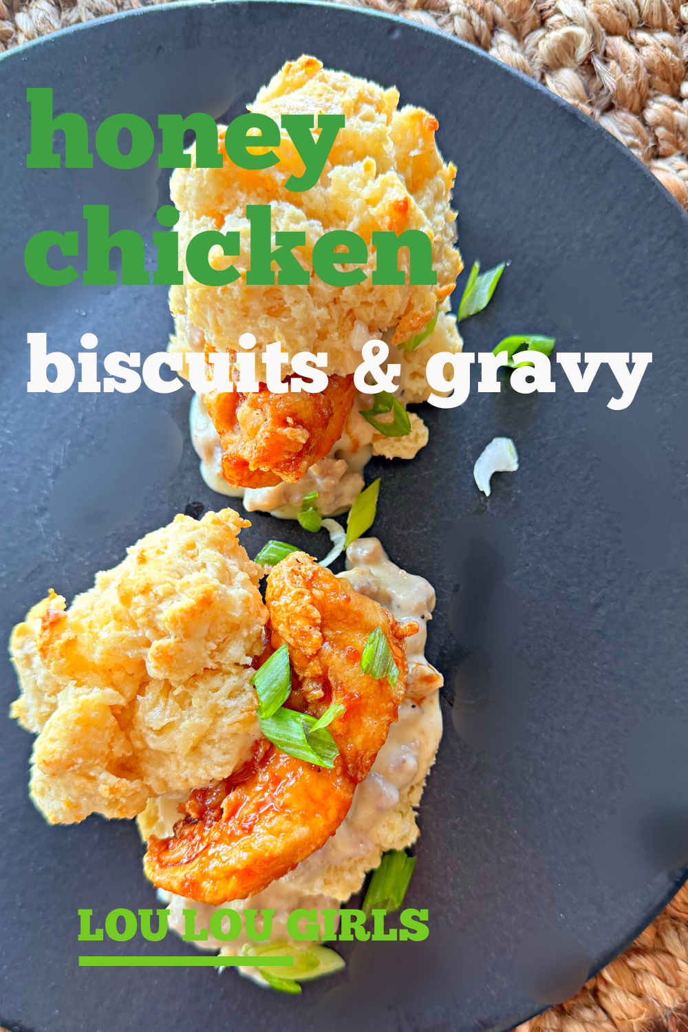 Honey Chicken Biscuits & Gravy #chicken #biscuits #gravy #recipe #dinner #breakfast