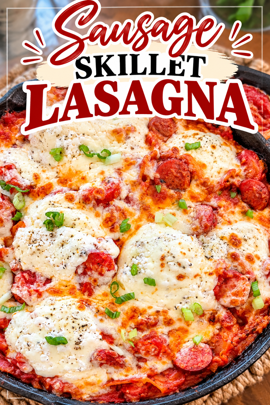 Sausage Skillet Lasagna #sausage #skillet #lasagna #dinner #recipe
